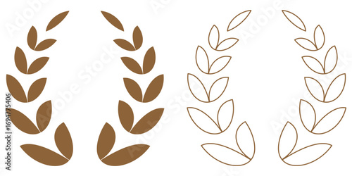 Farm wheat ears icon set. Durum wheat pasta label. Bakery logo. Organic wheat grain icon. Stylized black icons of wheat for print, product packaging, and agricultural business branding wheat plant