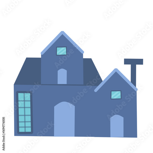 Illustration of a house building. Illustration of a minimalist house. Flat design of a house building. Illustration of a house with a garage
