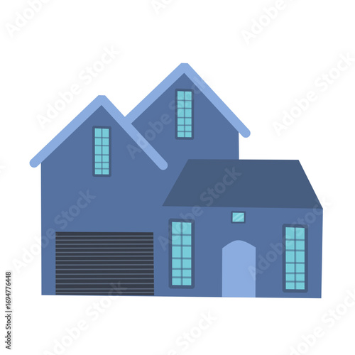 Illustration of a house building. Illustration of a minimalist house. Flat design of a house building. Illustration of a house with a garage
