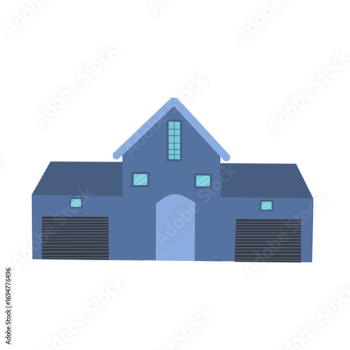 Illustration of a house building. Illustration of a minimalist house. Flat design of a house building. Illustration of a house with a garage
