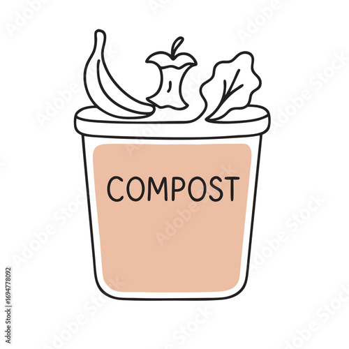  compost bin with organic waste vector illustration