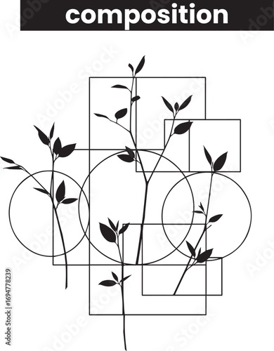 Real estate composition design block on white background