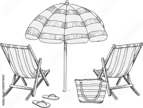 beach chair and umbrella