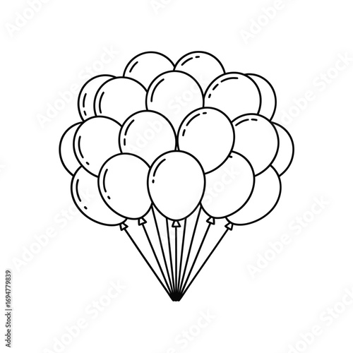 Hand drawn bunch of balloons sketch illustration