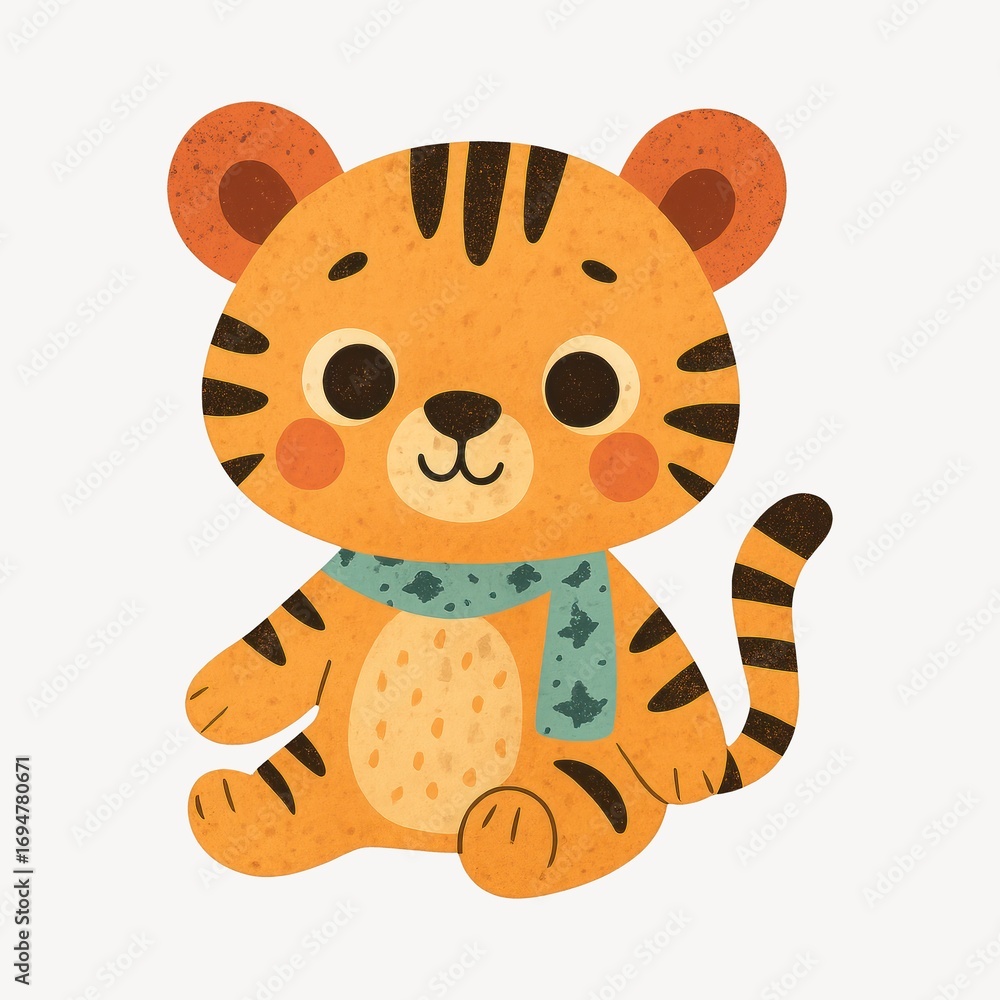 Obraz premium Cute cartoon tiger illustration.