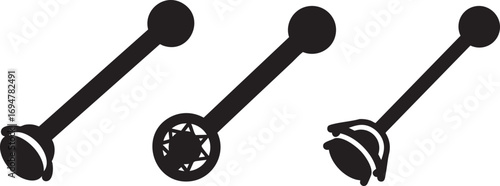 Nose Pin Icons – Black Silhouette, Traditional Indian Jewelry, Cultural Nose Stud Symbol