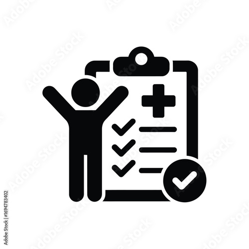Healthy person with checklist and medical cross icon