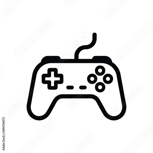 Simple line art icon of a classic video game controller