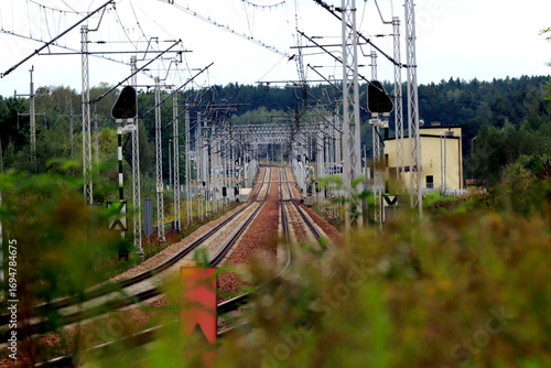 railway tracks in the forest, Strzyzyna railway station