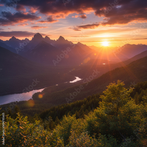 sunset in the mountains