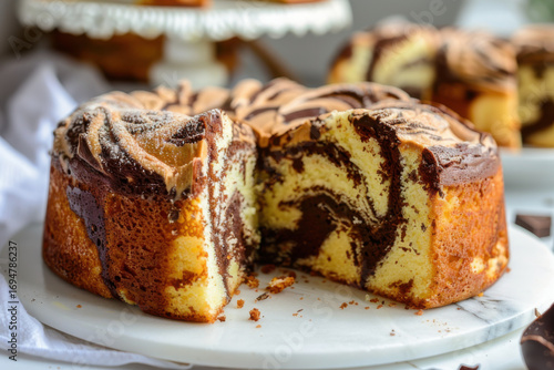 Wallpaper Mural A beautifully swirled marble cake, combining vanilla and chocolate flavors, sliced open to reveal its pattern. Torontodigital.ca