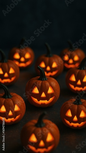 [mini jack-o’-lanterns with glowing centers mobile wallpaper]