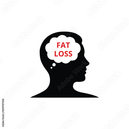 Silhouette of person thinking about fat loss health and fitness concept vector illustration.