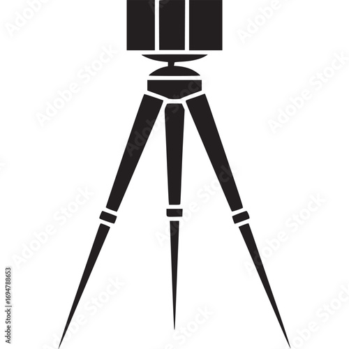 Black tripod illustration isolated on white background, a versatile graphic for photography and technology themes