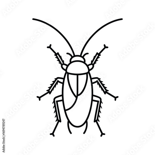 Simple line drawing of a cockroach insect icon