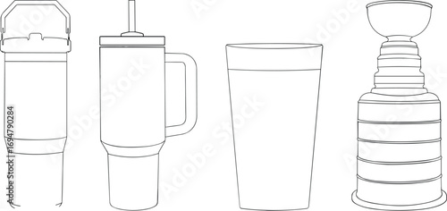 Drinkware silhouette, tumbler icon, insulated bottle, cup outline, black vector, beverage container, travel mug, reusable, stylish, minimal