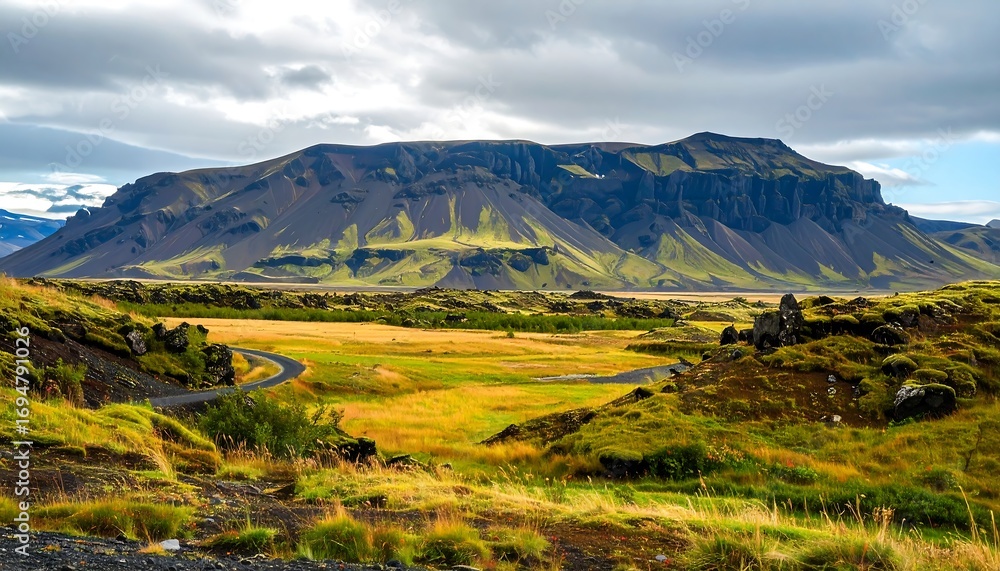 Fototapeta premium Dramatic Icelandic landscape with a mountain range