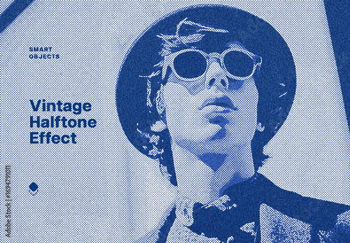 Vintage Halftone Print Effect Mockup