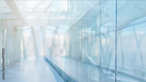 Wallpaper Mural 近代的な建物内のガラス壁のある明るい廊下通路のミニマリスト建築の展望図 Torontodigital.ca