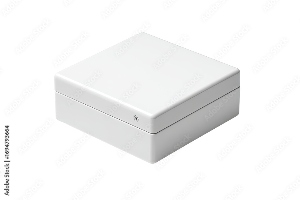 Fototapeta premium White square box isolated on black background, packaging mockup