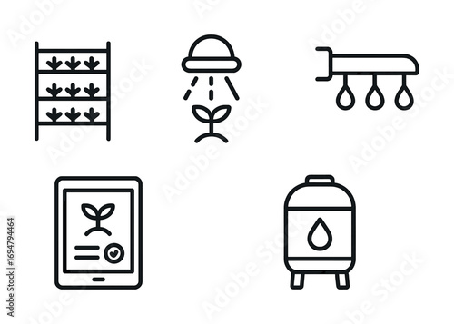 Smart farming technology icons for efficient agricultural management