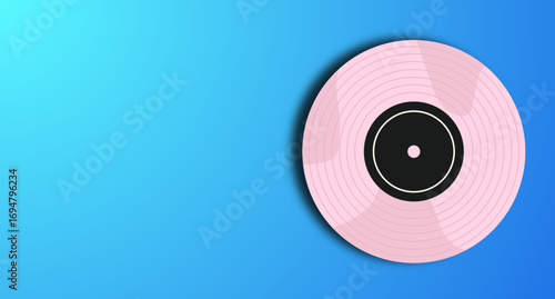 cd or dvd disc, Pink vinyl record on a blue background. cd or dvd disk