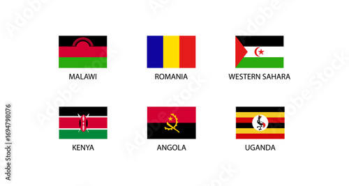 Flags of africa and europe: malawi, romania, western sahara, kenya, angola, uganda Free Download Flags of africa and europe: malawi, romania, western sahara, kenya, angola, uganda - GFXLoad