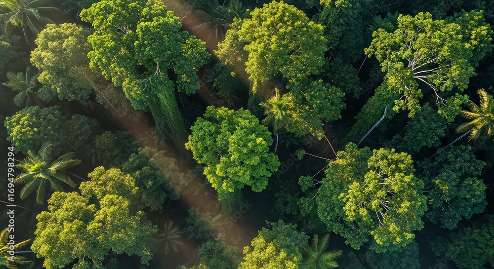 Naklejka premium Forest canopy top down view