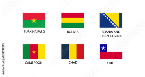 Flags of various nations highlighting global unity in a flat design