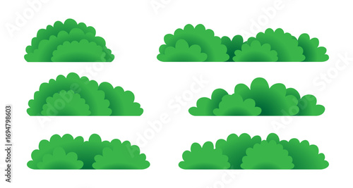 Collection of green bushes with simple design for decorative landscaping