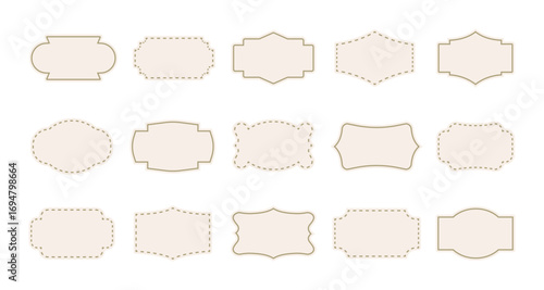 Decorative blank label set with various shapes and elegant borders