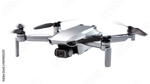 Small, light gray drone with camera