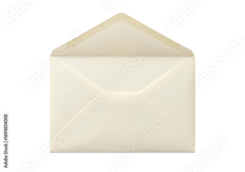 Isolated stationery envelope on a neutral surface open ready to be used to send letters or invitations