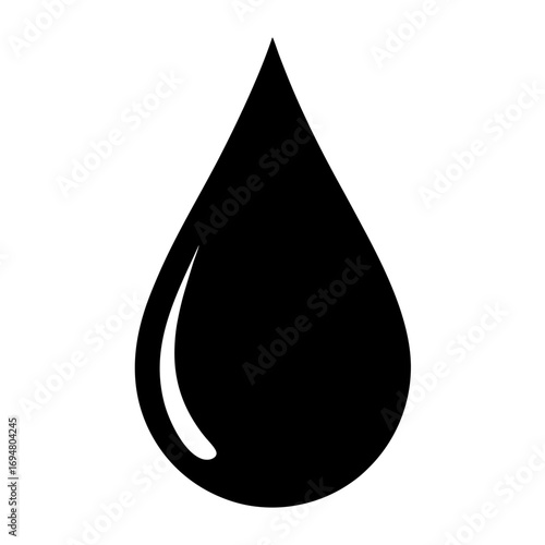 Black drop vector illustration graphic design element for water liquid oil blood or ink concept usage