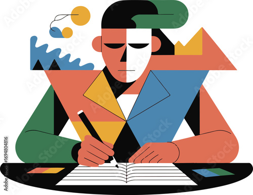 Geometric Abstract Person Writing
