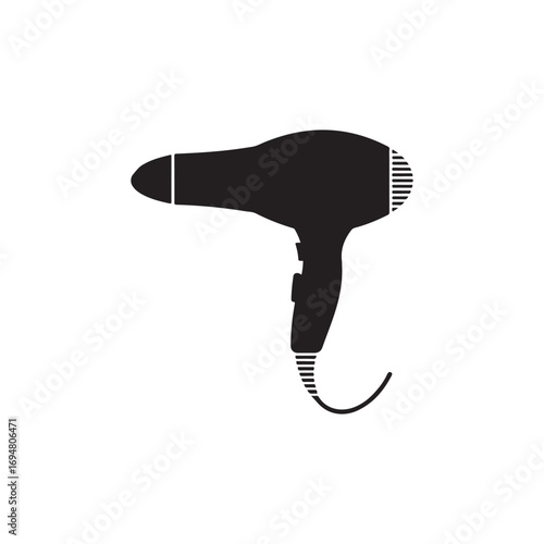 Black hairdryer silhouette on a white background