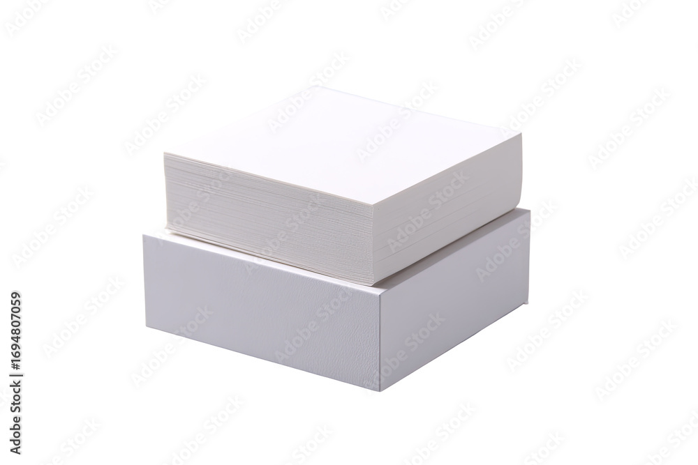 Fototapeta premium White paper stacks, studio, clean background, stationery