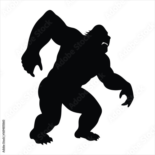 Silhouette of a powerful bigfoot creature in a menacing pose