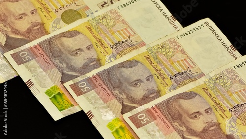 Images of various countries' currencies. Photos of the Bulgarian lev.