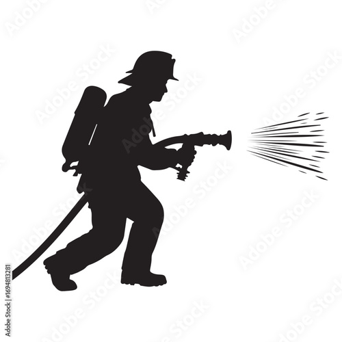 Firefighter Silhouette Vector Illustration