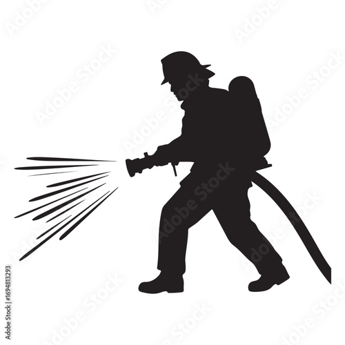 Firefighter Silhouette Vector Illustration