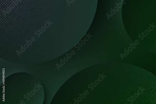 Sophisticated Dark Green Abstract Background with Subtle Circular Shapes and Halftone Dots