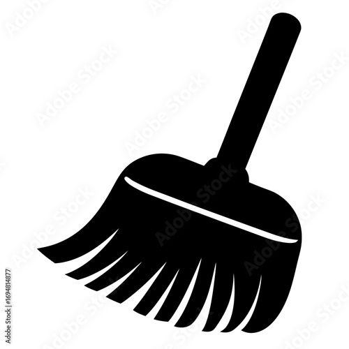 Black broom sweeping tool for cleaning floor and house vector illustration for design and art