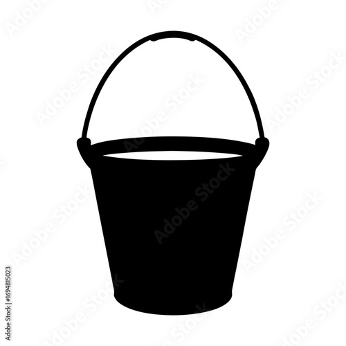 Black bucket vector illustration for cleaning gardening and construction simple bucket design element