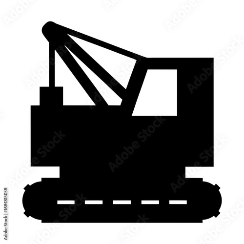 Find black crawler crane vector image for construction site heavy equipment and industrial machinery use