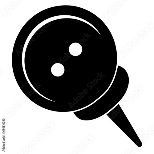 Sewing button vector illustration with two holes black and white craft item for fashion design