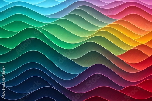 Abstract rainbow waves flowing seamlessly through colorful layers