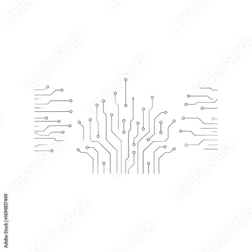 Abstract symbol tree with branching lines and futuristic sci-fi elements
