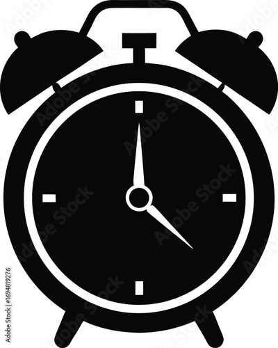 alarm clock in minimalist flat design style Vector illustration