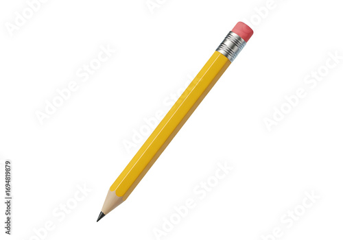 Classic yellow pencil isolated on black background studio shot
